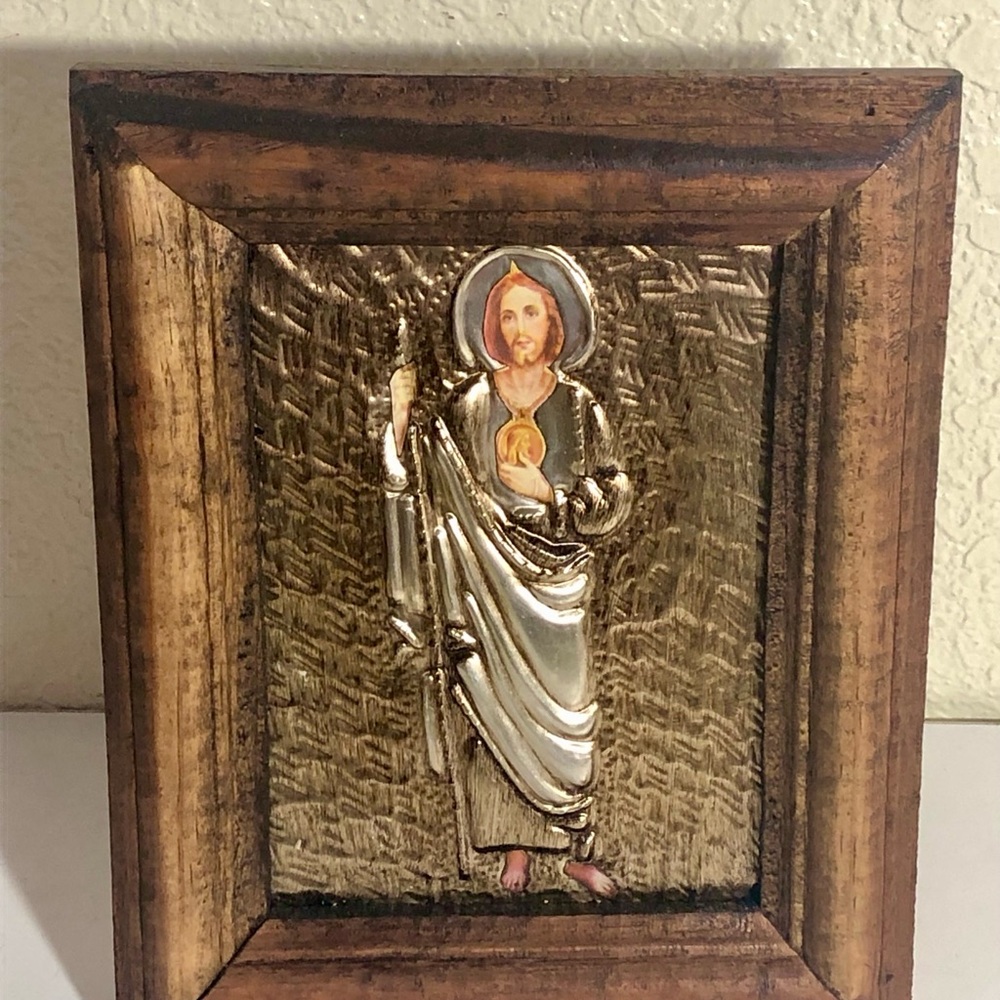 Saint Jude Thaddeus Religious Embossed Aluminum Wooden Frame